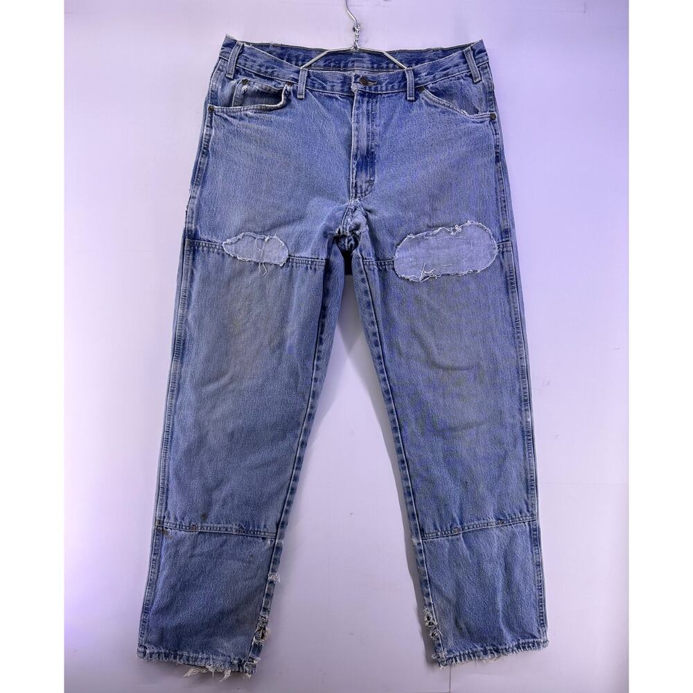 Blue Dickies Rough Patched Demin Jeans Size 36/34